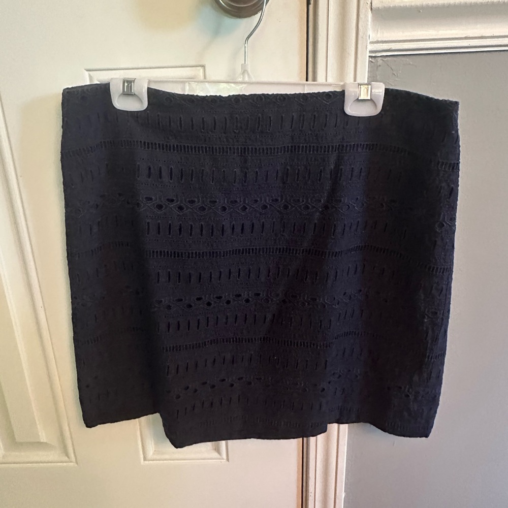 Elegant Navy Eyelet Skirt